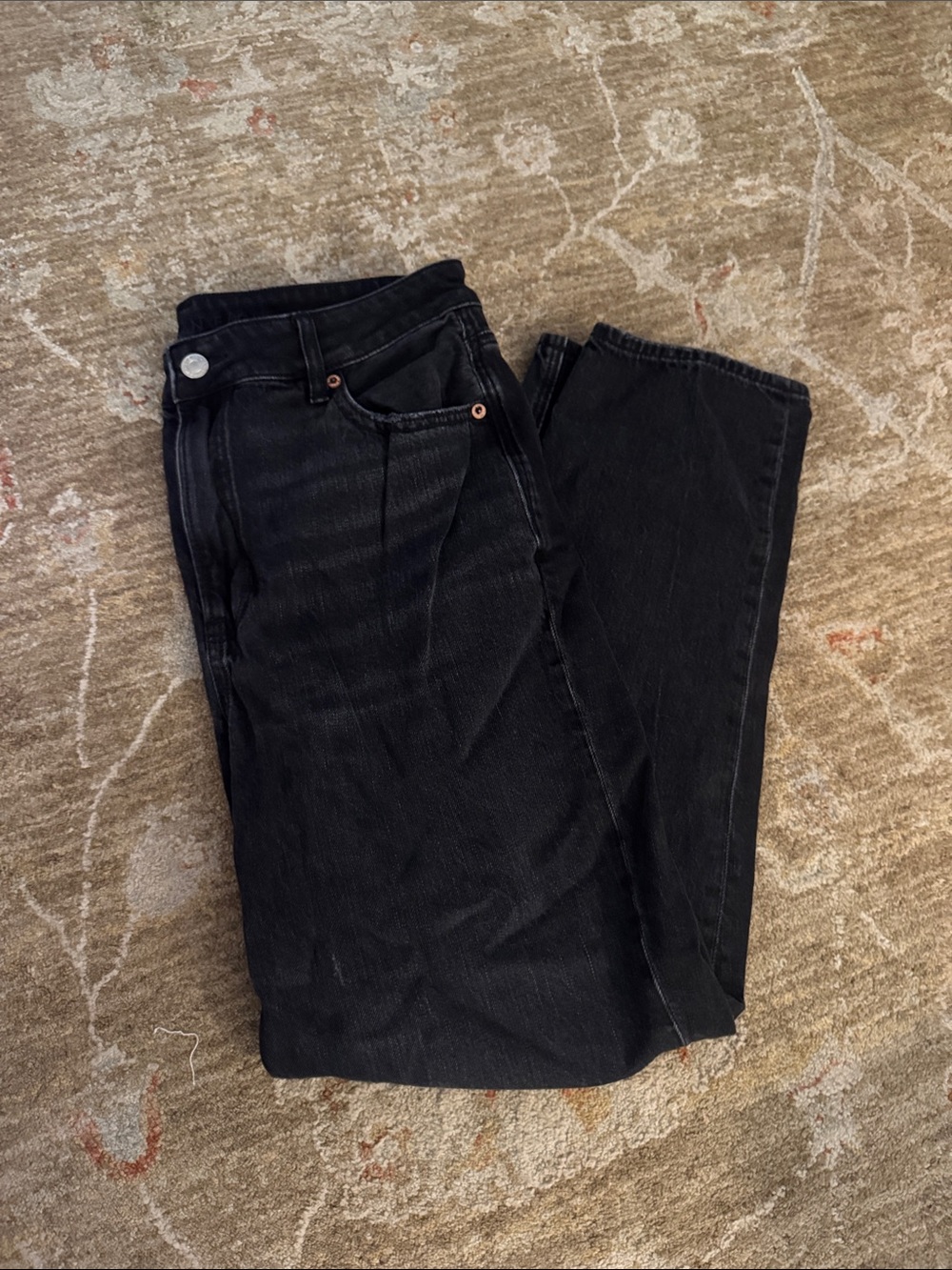 American Eagle Outfitters Black Straight Jeans Distressed Knee
